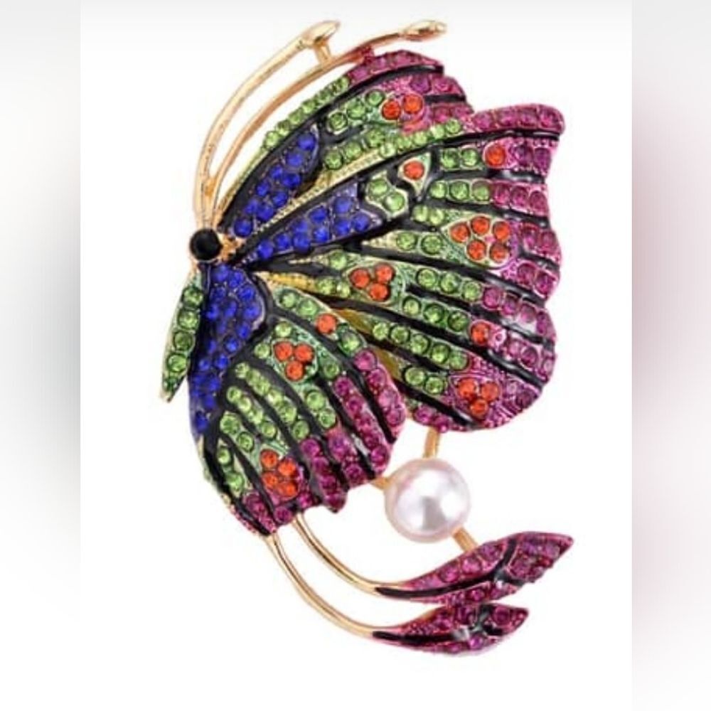 Austrian Crystal Butterfly Brooch‎ - Picture 4 of 8